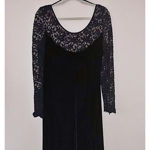 Vintage black velvet and lace dress.